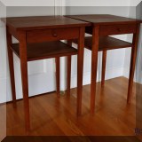 F33. Pair of Shaker style single-drawer cherry side tables. Signed Albert S. Grant. 31”h x 20”w x 20”d 